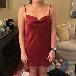 Burgundy silk show me your mumu cow neck dress size medium!